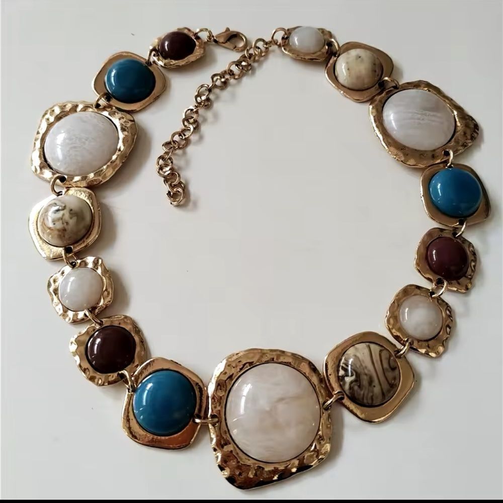 Vintage Inspired Multi-Stone Necklace Bracelet Set - Picture 3 of 14